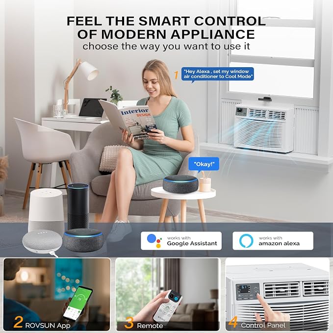 Smart 10000 BTU Window Air Conditioner with WiFi, Energy Saving Window AC Unit with Remote & App Control, alternate product