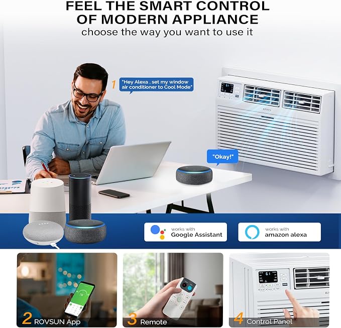 Smart 12000 BTU Through the Wall Air Conditioner with Heat, Wall AC Unit & Heater Combo with Remote, APP & Voice Control &