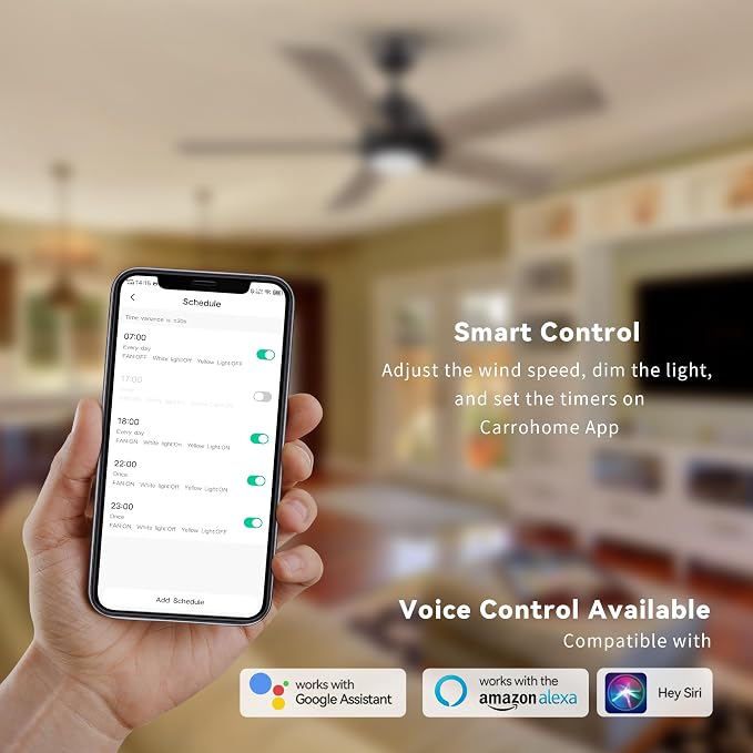 Smart 48" Ceiling Fans with Lights, 3 Light Colors Dimmable, 10 Speeds DC Ceiling Fan with Remote, Outdoor Ceiling Fan
