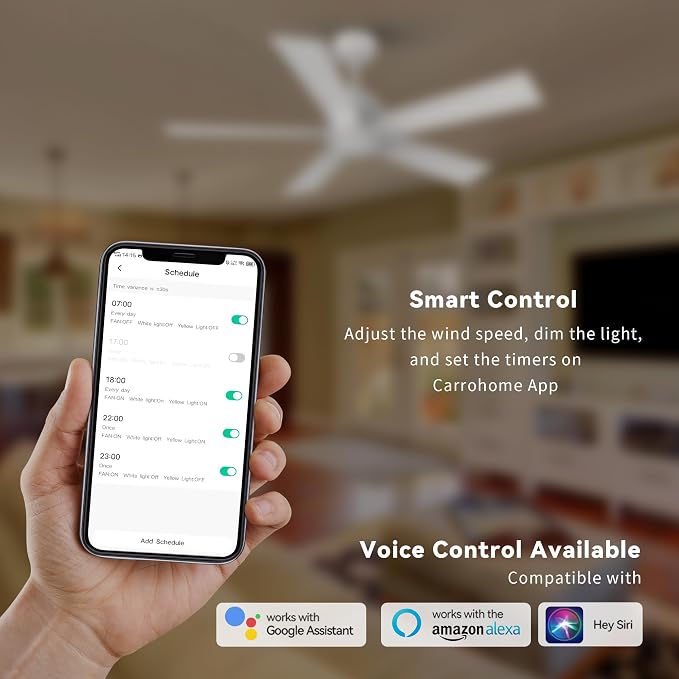 Smart 60" Ceiling Fans with Lights, 3 Light Colors Dimmable, 10 Speeds DC Ceiling Fan with Remote, Outdoor Ceiling Fan
