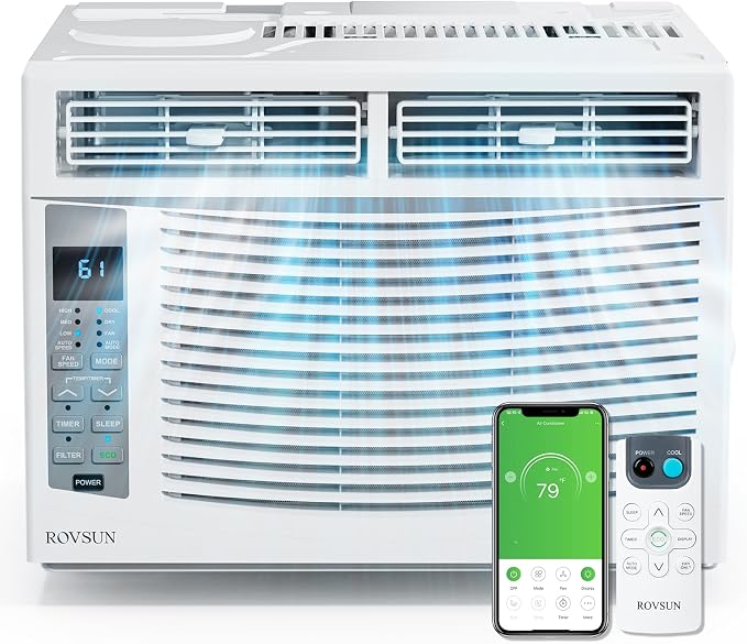 Smart 6000 BTU Window Air Conditioner with WiFi, Energy Saving Window AC Unit with Remote & App Control & Timer Function &