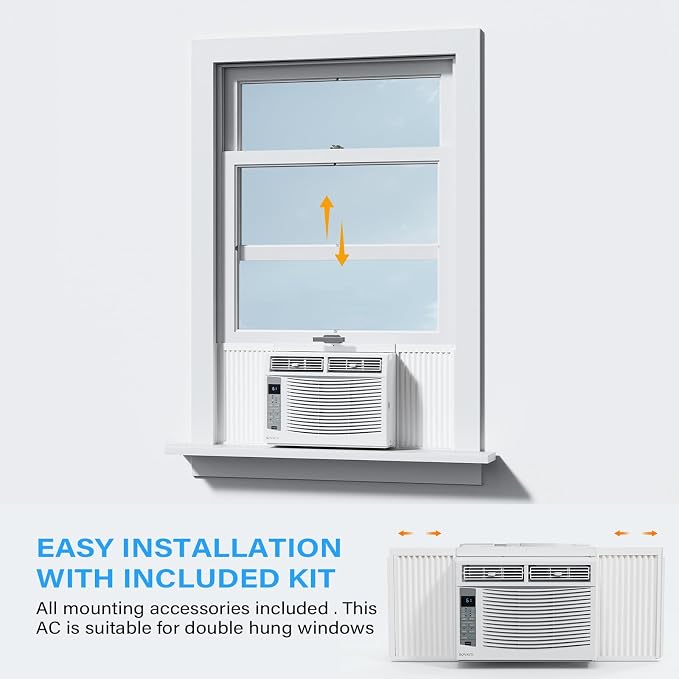 Smart 6000 BTU Window Air Conditioner with WiFi, Energy Saving Window AC Unit with Remote & App Control & Timer Function &