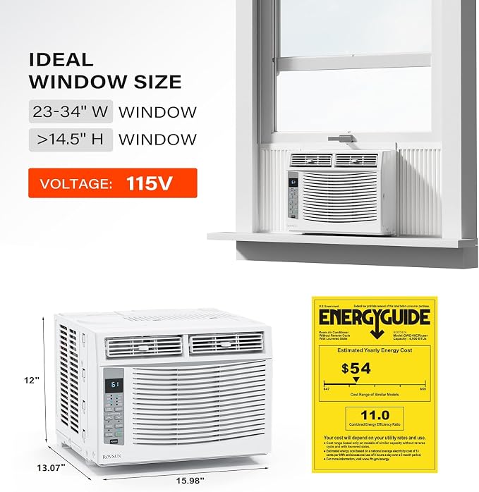 Smart 6000 BTU Window Air Conditioner with WiFi, Energy Saving Window AC Unit with Remote & App Control & Timer Function &