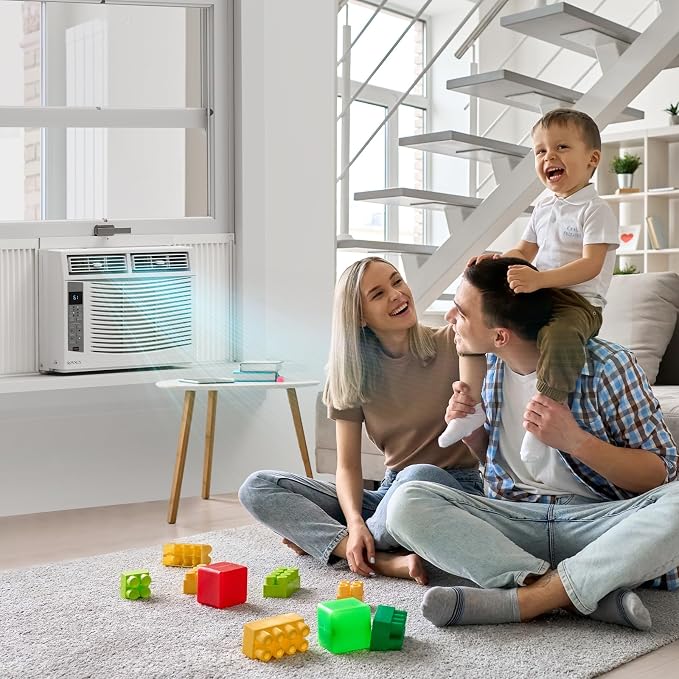 Smart 6000 BTU Window Air Conditioner with WiFi, Energy Saving Window AC Unit with Remote & App Control & Timer Function &