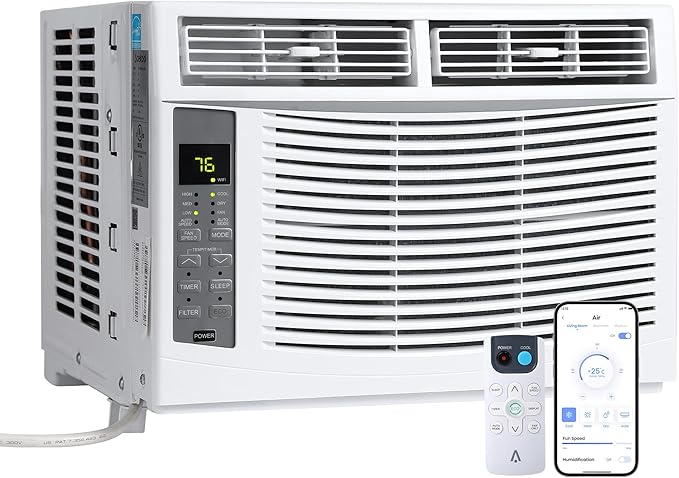 Smart 6000 BTU Window Air Conditioner with WiFi, Window AC Unit with Remote & App Control, Timer Function & Easy Install Kit