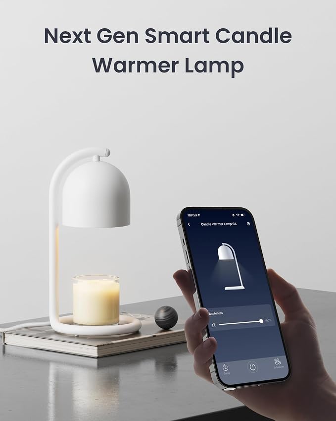 Smart Candle Warmer Lamp with Timer & Voice Control — Dimmable Flameless Candle Wax Melter, Matter-Enabled for Apple Home &