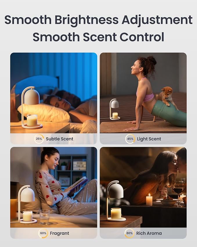Smart Candle Warmer Lamp with Timer & Voice Control — Dimmable Flameless Candle Wax Melter, Matter-Enabled for Apple Home &