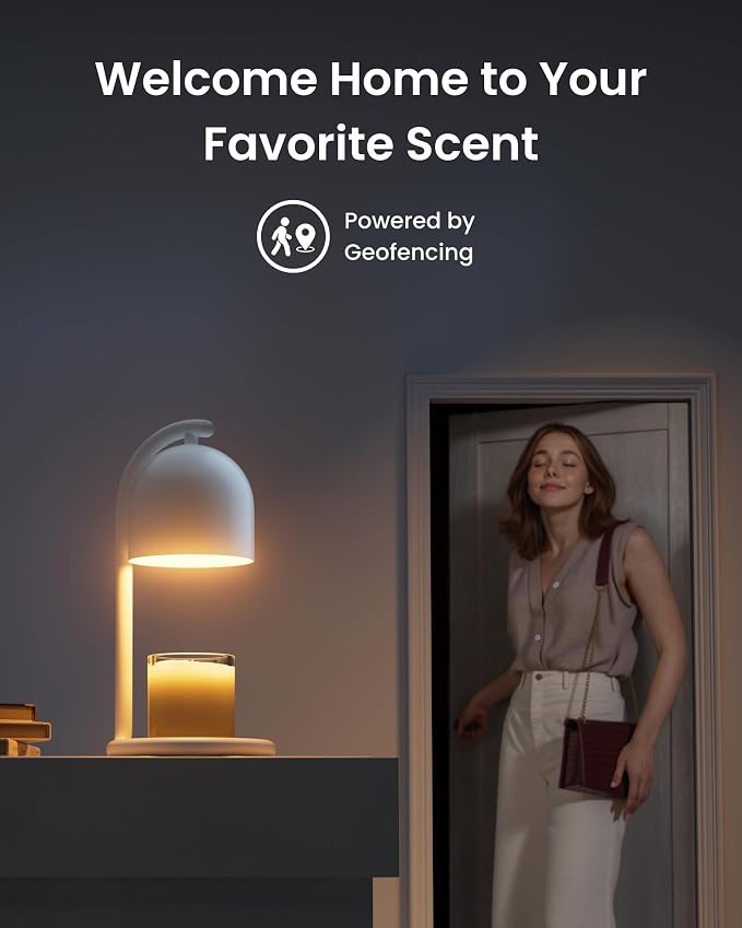 Smart Candle Warmer Lamp with Timer & Voice Control — Dimmable Flameless Candle Wax Melter, Matter-Enabled for Apple Home &