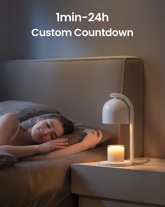Smart Candle Warmer Lamp with Timer & Voice Control — Dimmable Flameless Candle Wax Melter, Matter-Enabled for Apple Home &