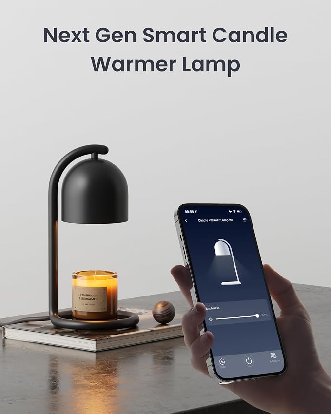Smart Candle Warmer Lamp with Timer & Voice Control — Dimmable Flameless Candle Wax Melter, Matter-Enabled for Apple Home &