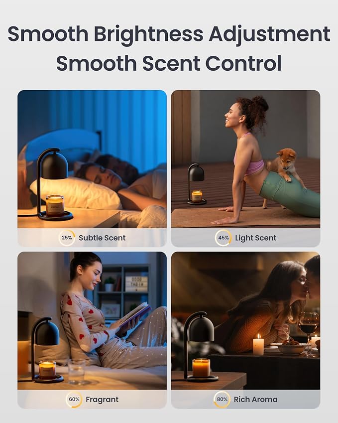 Smart Candle Warmer Lamp with Timer & Voice Control — Dimmable Flameless Candle Wax Melter, Matter-Enabled for Apple Home &