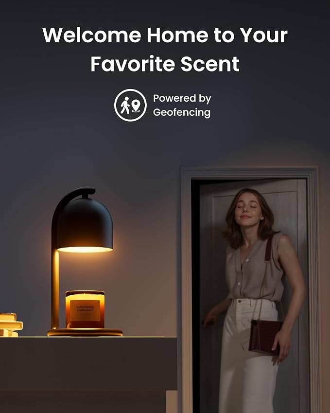 Smart Candle Warmer Lamp with Timer & Voice Control — Dimmable Flameless Candle Wax Melter, Matter-Enabled for Apple Home &