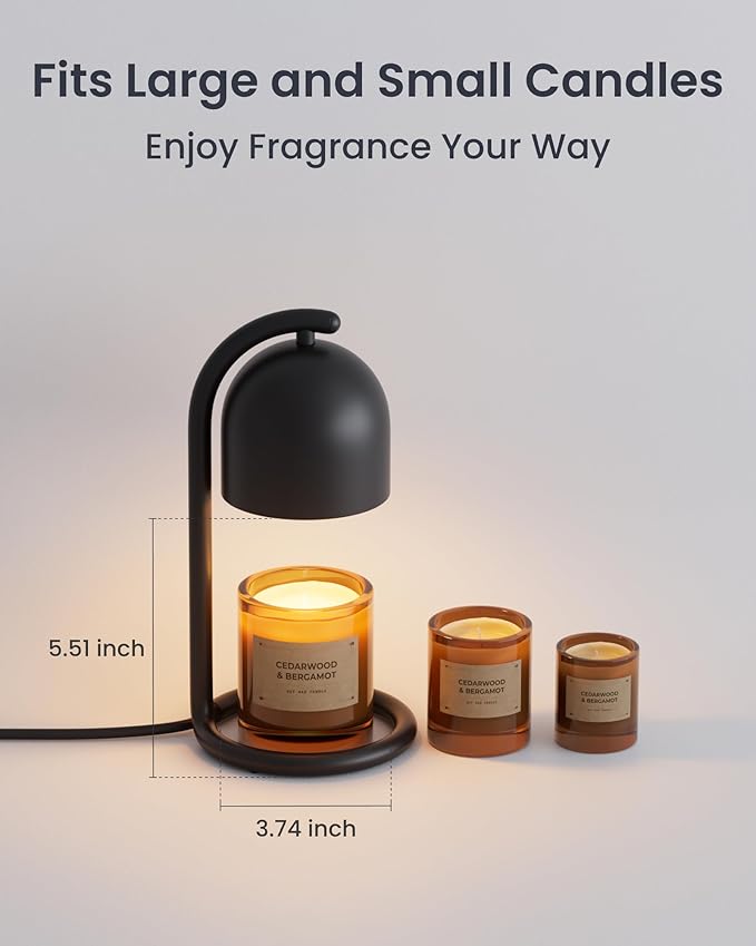 Smart Candle Warmer Lamp with Timer & Voice Control — Dimmable Flameless Candle Wax Melter, Matter-Enabled for Apple Home &