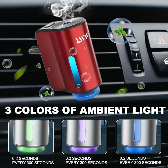 Smart Car Air Freshener - 3 Levels Strength with Ventilation Clip, Rechargeable Car Fragrance Atomizer, alternate product
