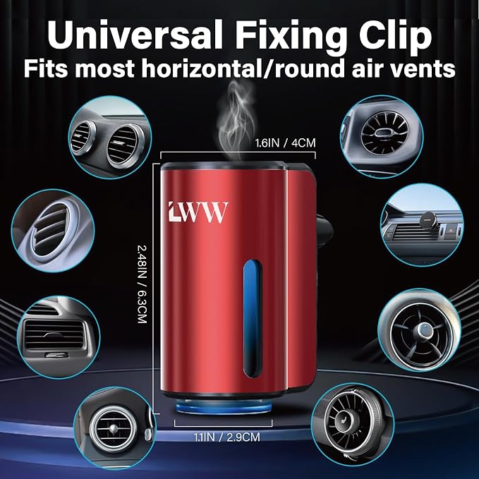 Smart Car Air Freshener - 3 Levels Strength with Ventilation Clip, Rechargeable Car Fragrance Atomizer, alternate product
