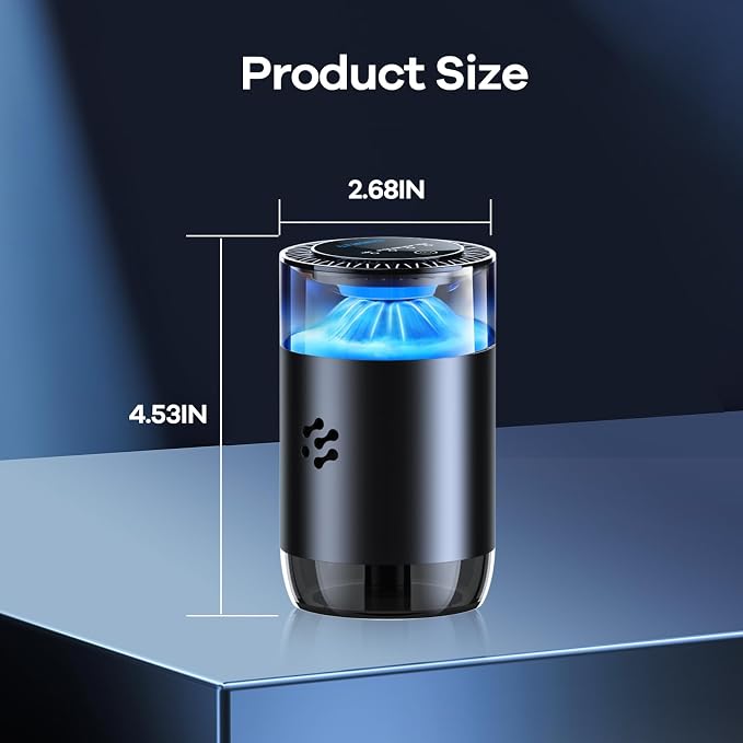 Smart Car Air Freshener, Automatic Car Air Freshener Diffuser with Ambient Light, Car Diffuser with 2 Essential Oil Box