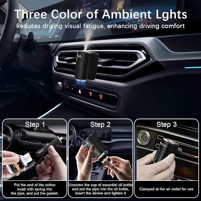 Smart Car Air Freshener, Car Air Freshener Diffuser with 3 Adjustable Light Modes, alternate product view 4