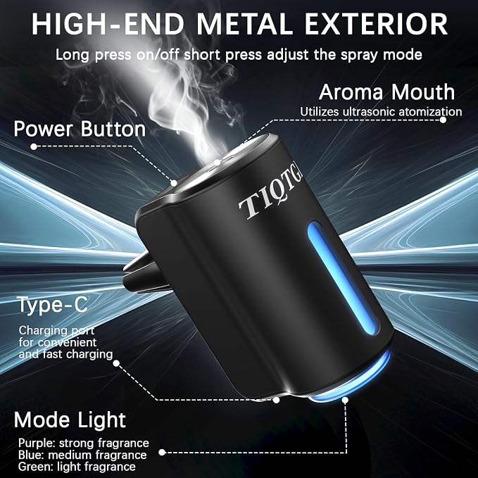 Smart Car Air Freshener, Car Air Freshener Diffuser with 3 Adjustable Light Modes, alternate product view 6