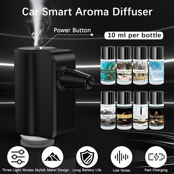 Smart Car Air Freshener, Car Air Freshener Diffuser with 3 Adjustable Light Modes, alternate product view 7