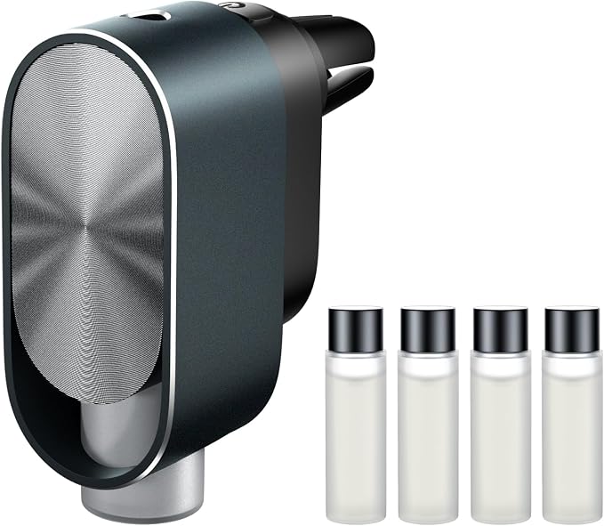 Smart Car Air Freshener Diffuser - Rechargeable Car Diffuser with 3 Modes, Ultrasonic Aroma Diffuser with 4 Essential Oils