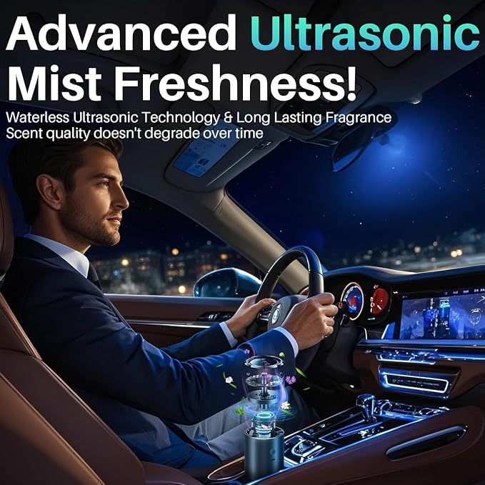 Smart Car Air Freshener Diffuser with 100ml Essential Oils,Car Aroma Diffuser New Smell Long Lasting Lasts 6 Months