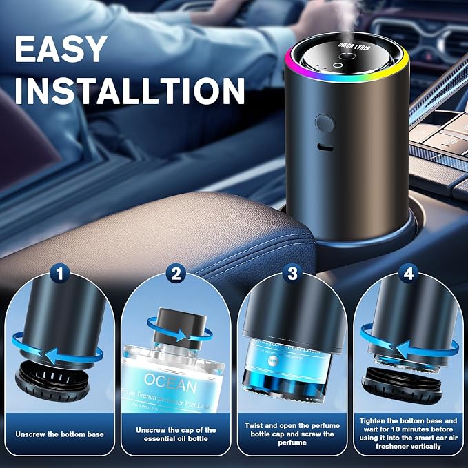 Smart Car Air Freshener Diffuser with 100ml Essential Oils,Car Aroma Diffuser New Smell Long Lasting Lasts 6 Months