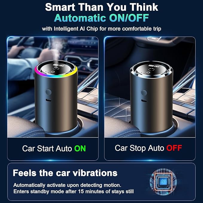 Smart Car Air Freshener Diffuser with 100ml Essential Oils,Car Aroma Diffuser New Smell Long Lasting Lasts 6 Months