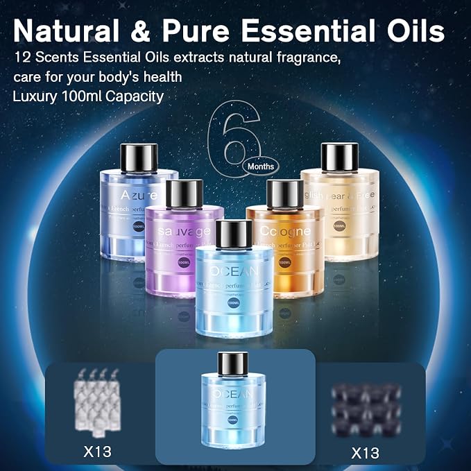 Smart Car Air Freshener Diffuser with 100ml Essential Oils,Car Aroma Diffuser New Smell Long Lasting Lasts 6 Months