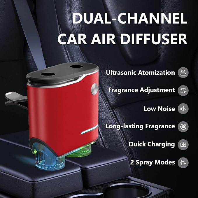 Smart Car Air Freshener, Dual-Channel Diffuser, Long-Lasting Scent Air Freshener Three Adjustable Modes, alternate product