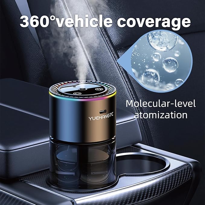 Smart Car Air Freshener for Men, Car Diffuser with 180ml Large Volume for 7 Months, Auto On/Off & 3 Adjustable Modes
