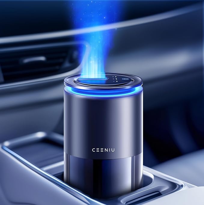 Smart Car Air Freshener, New Car Smell Scent, Enlarged Spray Nozzle, Advanced Ultrasonic Diffuser CF12 Pro, Auto On/Off