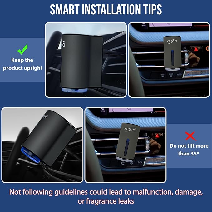 Smart Car Air Freshener: Revolutionary Smart Car Diffuser Vent Clip with 3 Exclusive 10 ml Fragrances (Fresh Essence