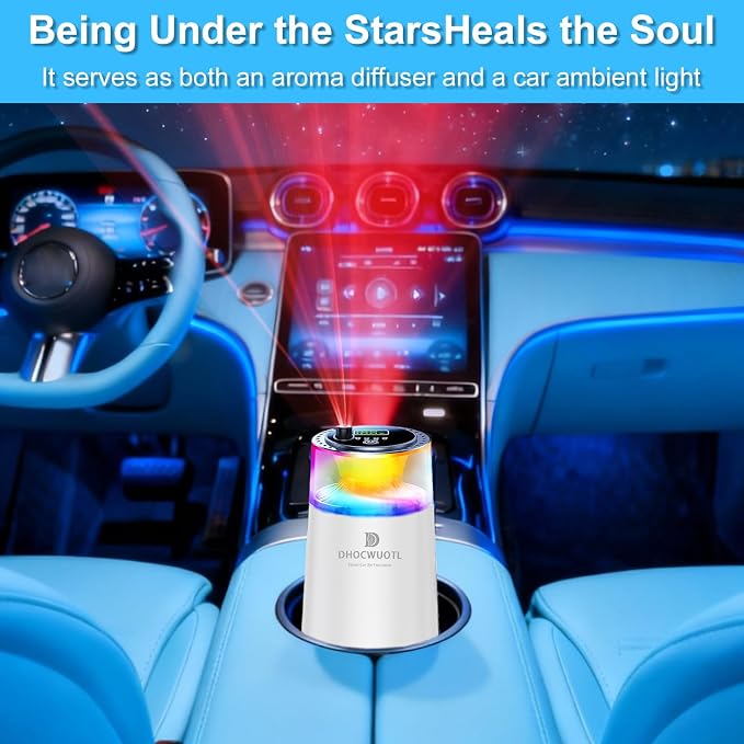 Smart Car Air Freshener with RGB Ambient Light & Starry Ceiling, Car Diffuser with Smart Spray Modes 4 Settings, alternate