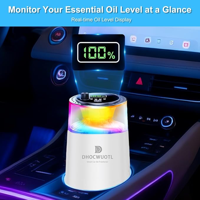 Smart Car Air Freshener with RGB Ambient Light & Starry Ceiling, Car Diffuser with Smart Spray Modes 4 Settings, alternate