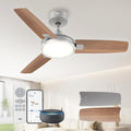 Smart Ceiling Fans with Lights, 42 Inch Grey Ceiling Fan, 12 Speeds & 3 Fan Modes, Stepless Color Tones, Dimmable LED Light