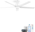 Smart Ceiling Fans with Lights,52 inch,Reversible Quiet DC Motor,Dimmable,White Ceiling Fan Compatible with Alexa Google home