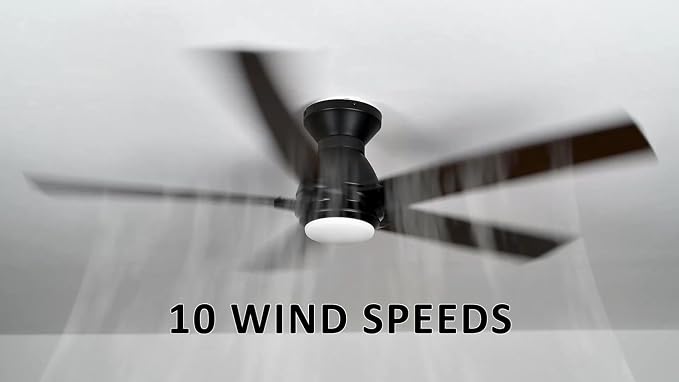 Smart Ceiling Fans with Lights Flush Mount 48”, 3 Light Colors Dimmable, 10 Speeds DC Ceiling Fan with Remote, alternate view