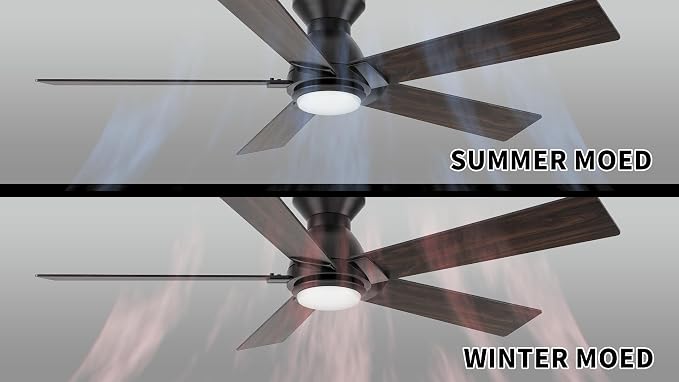 Smart Ceiling Fans with Lights Flush Mount 48”, 3 Light Colors Dimmable, 10 Speeds DC Ceiling Fan with Remote, alternate view