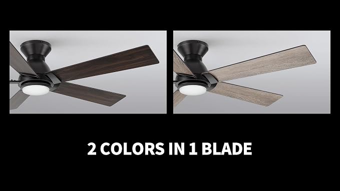 Smart Ceiling Fans with Lights Flush Mount 48”, 3 Light Colors Dimmable, 10 Speeds DC Ceiling Fan with Remote, alternate view