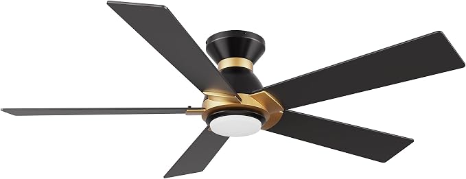 Smart Ceiling Fans with Lights Flush Mount 52”, 3 Light Colors Dimmable, 10 Speeds DC Ceiling Fan with Remote, Outdoor