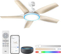 Smart Ceiling Fans with Lights, Low Profile Ceiling Fan with Alexa/App, 52'' Dimmable Lighting & Color Tuning, RGB Ambient