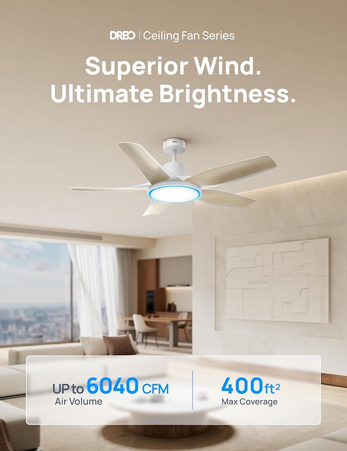 Smart Ceiling Fans with Lights, Low Profile Ceiling Fan with Alexa/App, 52'' Dimmable Lighting & Color Tuning, RGB Ambient