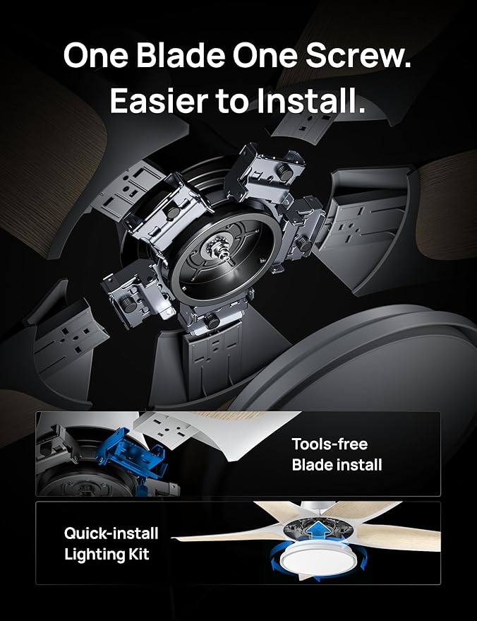 Smart Ceiling Fans with Lights, Low Profile Ceiling Fan with Alexa/App, 52'' Dimmable Lighting & Color Tuning, RGB Ambient
