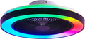 Smart Ceiling Fans with RGB Lights Remote - 20'' Flush Mount Low Profile Modern Ceiling Fans for Bedroom - Stepless Color