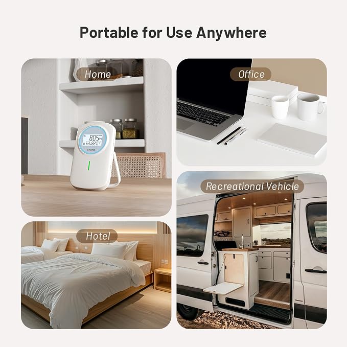 Smart CO2 Monitor Ndir | Bluetooth 3 in 1 CO2 Detector with App | Carbon Dioxide & Temperature & Humidity Air Quality Monitor