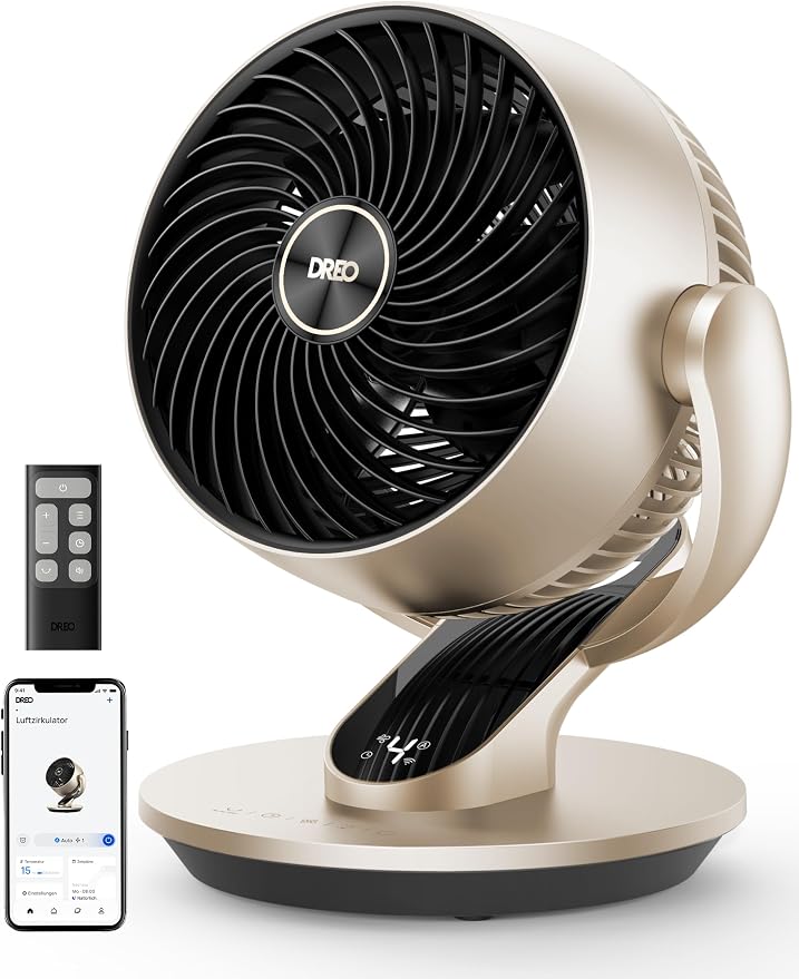 Smart Desk Fan for Bedroom, 13" Powerful 70 ft Whole Room Air Circulator Fan, 120°+90° Oscillating Fans with Voice Control, 4