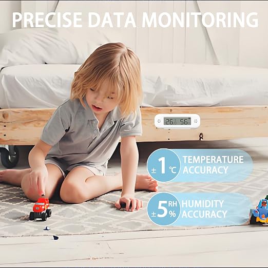Smart Digital Thermometer Hygrometer, WiFi Indoor Temperature & Humidity Sensor for Home Use, Mini Humidity Monitor with App
