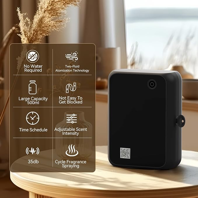 Smart Essential Oil Diffuser with Bluetooth,Waterless Scent Machine for Home,Office,Hotel,and Large Room – Timer Function &