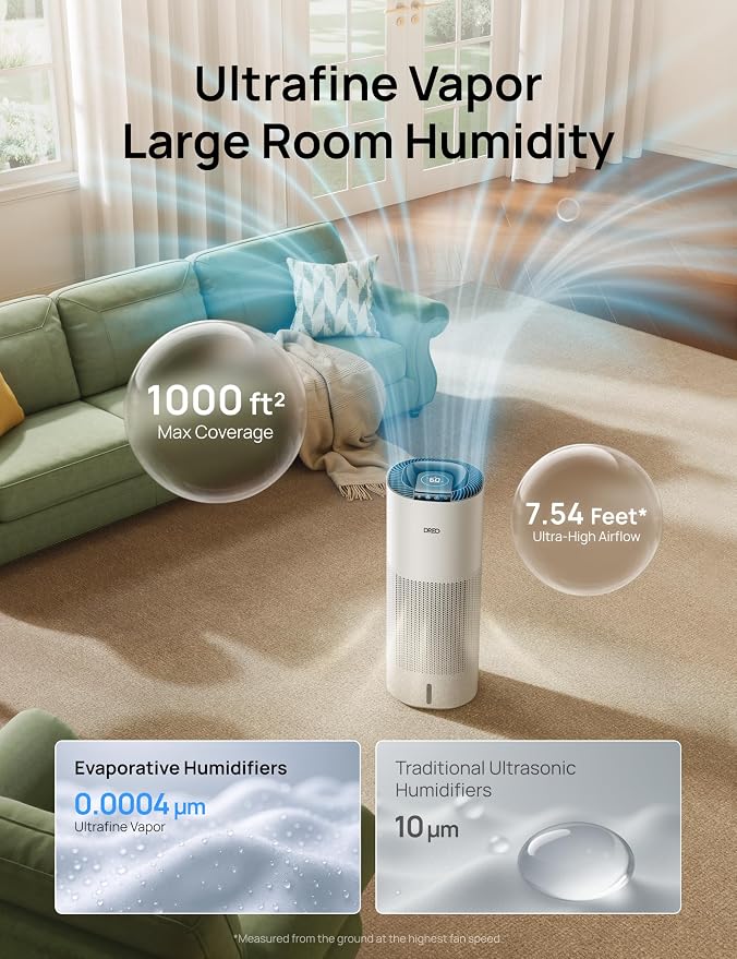 Smart Evaporative Humidifier Large Room up to 1000ft2, 800ml/h High Output Air Humidifiers for Bedroom, 10L, alternate
