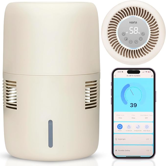 Smart Evaporative Humidifier with App Control & 3L Tank – Mist-Free, No White Dust – Quiet Operation for Better Sleep – Humea